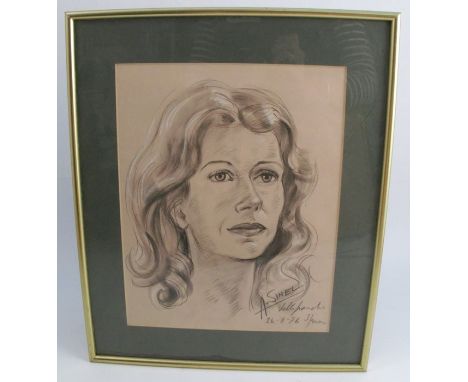 A Sinel, pencil, portrait of a woman, 12ins x 9.5ins, together with another pencil portrait, of a man, 16ins x 10ins