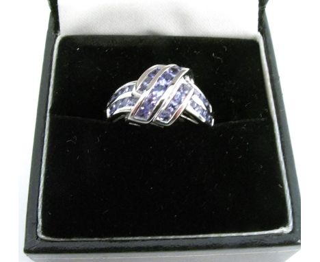 A 9 carat gold tanzanite dress ring, finger size N, 3g gross