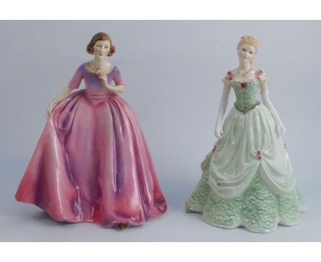 A Royal Worcester figure, The Duchess Dress, modelled by F G Doughty, model number 3106, height 9.5ins, together with another