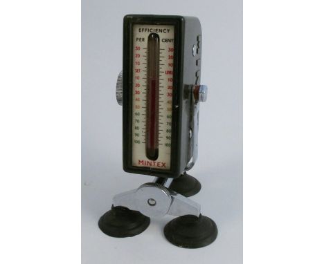 A Mintex brake tester, in a bakelite case, with chrome adjustable stand and sucker feet, height 6ins, together with an Imperi