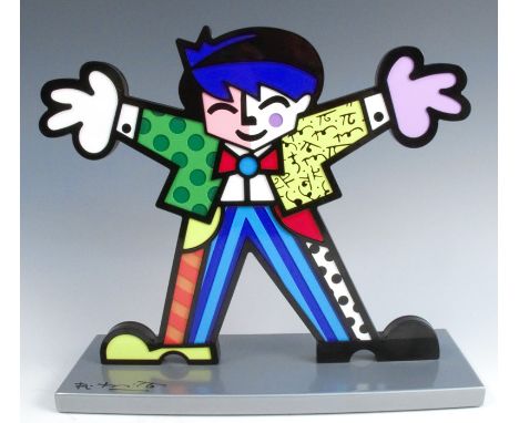 Romero Britto, Big Hugs, a pop art metal/enamel sculpture, signed and numbered to base, 722/1000, height 11ins, width 12.5ins