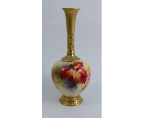 A Royal Worcester vase, decorated with Autumnal fruits and leaves, shape number 1661, dated 1930, height 9.25insCondition Rep