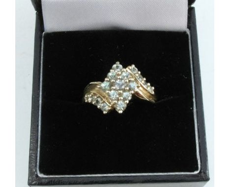 A 9 carat gold gem set dress ring, finger size N, 3.4g gross
