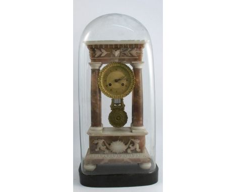 A 19th century French marble mantel clock, the striking movement engrave Leroy a Paris, with gilt dial and pendulum, the marb