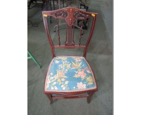 EDWARDIAN BEDROOM CHAIR, ivory inlaid &amp; marquetry spindle back bedroom chair 