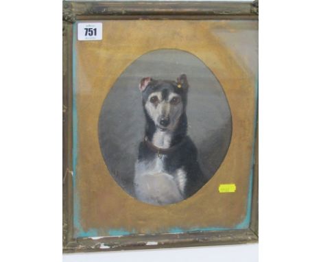 A.L. TOWNSEND, signed oil "Portrait Of Terrier", 8.5" x 7" 