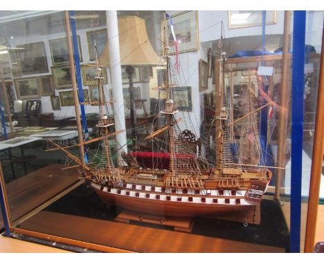 MARITIME, cabinet cased scale model scratch built war ship "L Superbe", 40" length 