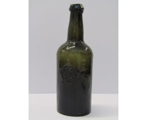 ANTIQUE SEALED WINE BOTTLE, three part mould cylindrical wine bottle seal reading "Trelaske" within  Dot Border, approximatel
