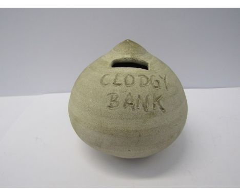 LEACH POTTERY, an unsual pottery money box incised "Clodgey Bank" by Atsuya Hamada (this was an engagement present in 1958 to