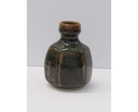 STUDIO POTTERY, John Leach small 6 sided bottle vase, 3.5" height 