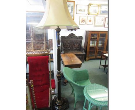 CHINOISERIE STANDARD LAMP, a quality hexagonal raise D lacquer standard lamp &amp; shade 