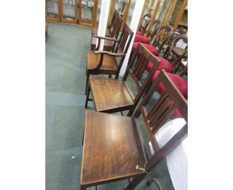 GEORGIAN DINING CHAIRS, set of 4 Georgian mahogany dining chairs with solid seats together with a similar carver chair 