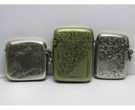 3 VESTA CASES, 2 silver &amp; 1 white metal, 1 containing a silver T-bar 