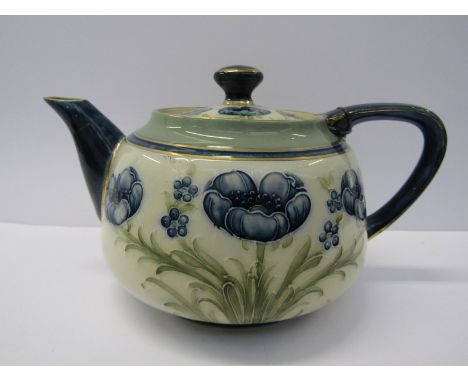 MACINTYRE, Florian "Blue Poppies" pattern teapot, riveted handle 