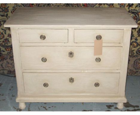 COMMODE, 19th century French traditionally grey painted with two short above two long drawers, 76cm H x 51cm D x 93cm W. 