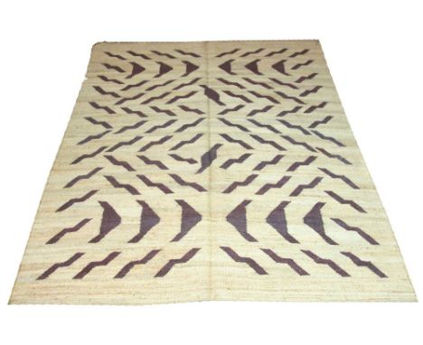 MOROCCAN SUMMER CARPET, 300cm x 250cm, tiger design in maroon on a handwoven oak field. 