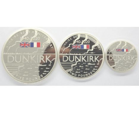 80th anniversary of Dunkirk silver proof coin set. P&amp;P Group 1 (£14+VAT for the first lot and £1+VAT for subsequent lots)