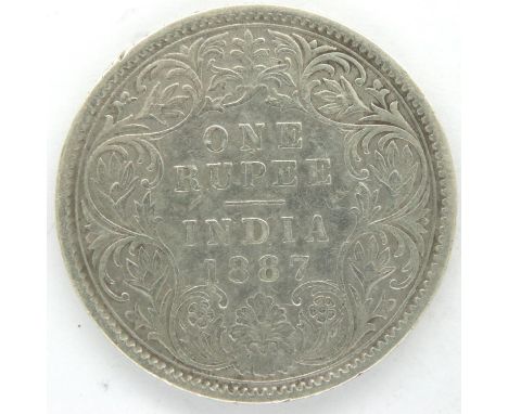 1887 Colonial India silver rupee of Queen Victoria. P&amp;P Group 1 (£14+VAT for the first lot and £1+VAT for subsequent lots