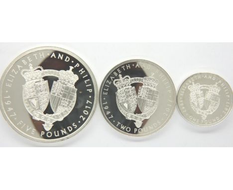 The Platinum Wedding Anniversary silver proof coin set. P&amp;P Group 1 (£14+VAT for the first lot and £1+VAT for subsequent 