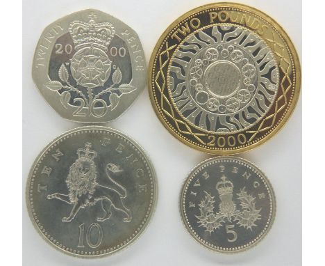 Silver proof current UK denominations (4). P&amp;P Group 1 (£14+VAT for the first lot and £1+VAT for subsequent lots) 