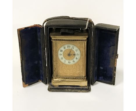 VICTORIAN BRASS CARRIAGE CLOCK WITH CASE