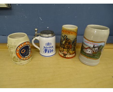 4 Ceramic Beer steins/tankards&nbsp;