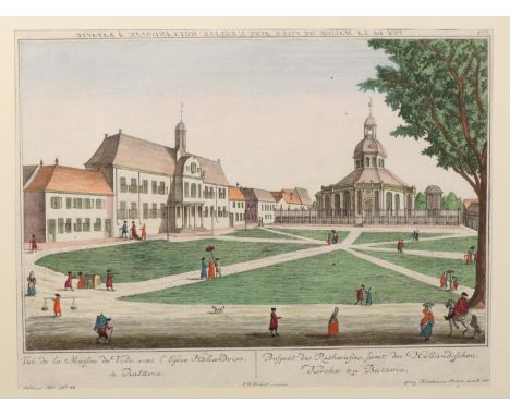 Vier gravures, 18e eeuw en een litho, 19e eeuw, met als onderwerp Batavia Uit de nalatenschap van Clemens Merkelbach van Enkh