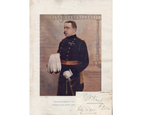 WWI, Field Marshall John French vintage signature piece complete with a 10.5x14.5 colour print with a 4x3 signed page affixed