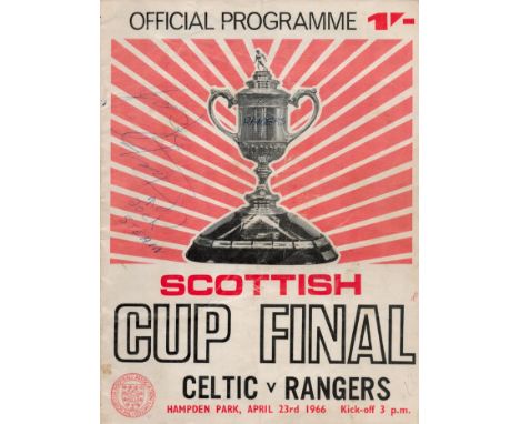 Jock Stein signed Celtic v Rangers Scottish Cup Final 1966 vintage programme signature on the cover.  Good condition. All aut