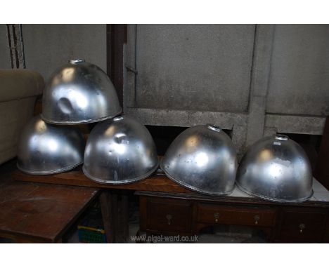 Five aluminium light shades, each 19" diameter 13" deep. 