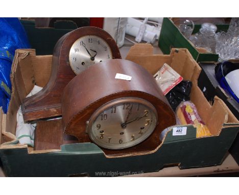 A Westminster chiming mantle clock and another, etc.