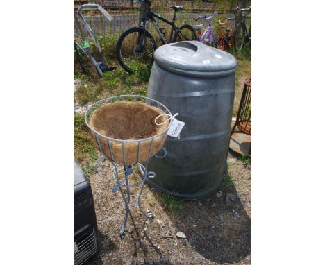 A floor standing basket planter and a 330 litre compost bin.