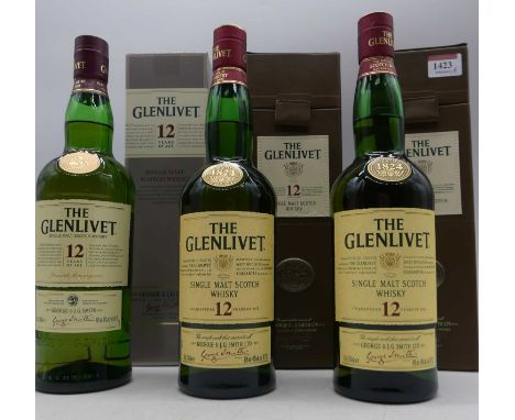 The Glenlivet guaranteed 12 years of age single malt Scotch whisky, 70cl, 40%, two bottles in cartons; and The Glenlivet 12 y