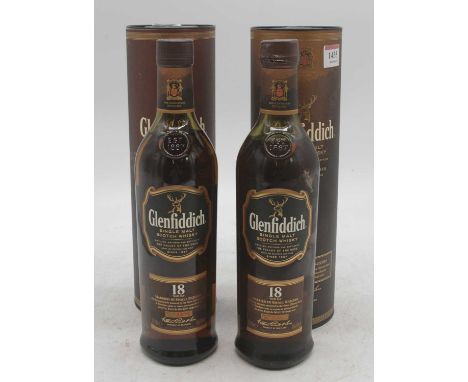 Glenfiddich 18 year old Single Malt Scotch Whisky 70cl 40% two bottles in cartons 