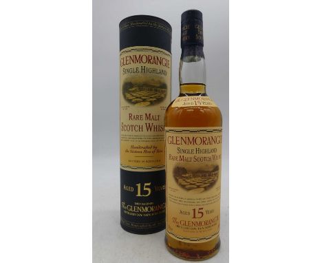 Glenmorangie aged 15 years single Highland rare malt Scotch whisky, 70cl, 43%, one bottle in carton