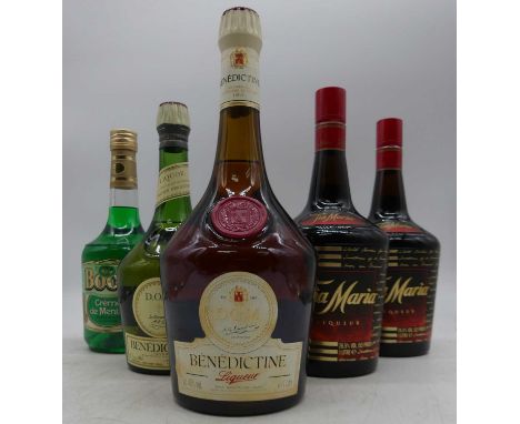 Mixed spirits and liqueurs to include Bell's 8 year old Scotch whisky, 100cl, 40%, one bottle; Chartreuse liqueur, 70cl, 40%,