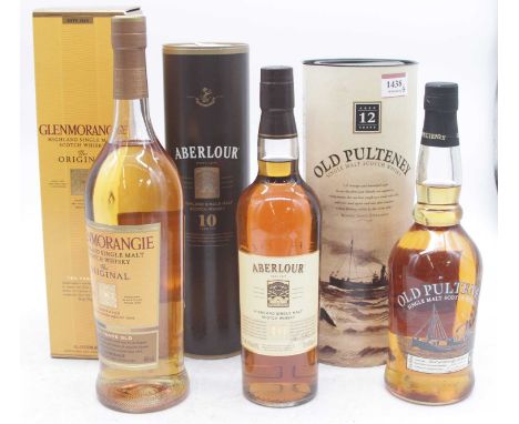 Old Pulteney Aged 12 Years single malt Scotch Whisky 70cl 40% one bottle in carton, Aberlour 10 Years Old Highland single mal