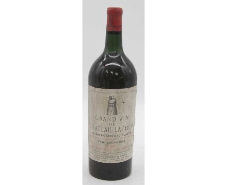 Château Latour, 1956, Pauillac, one magnumHas been cellared by the vendor all its life.Cork and capsule good and complete, no