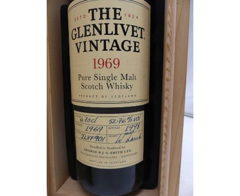 The Glenlivet Vintage - 1969 pure single malt Scotch whisky, bottled 1998, distilled by George and J.G. Smith Ltd, sample cod
