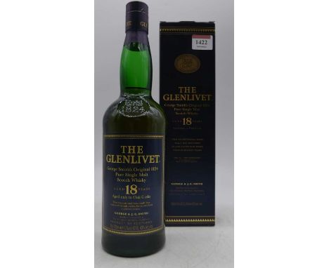The Glenlivet aged 18 years pure single malt Scotch whisky, 70cl, 43%, one bottle in carton 
