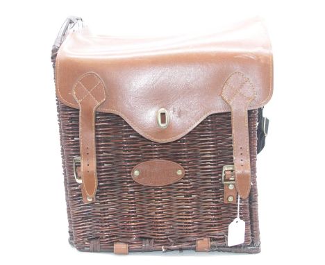 A Hunter of London wicker and leather two-place setting fitted picnic hamper containing single bottle of Pol Remy Brut sparkl