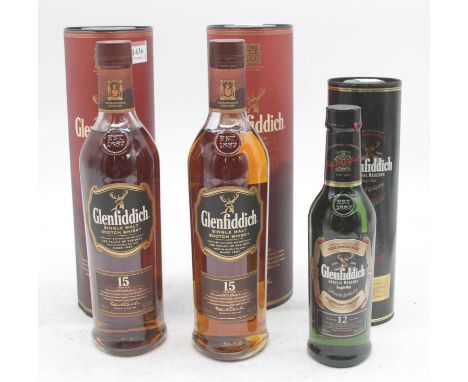 Glenfiddich 15 year old single malt Scotch Whisky 70cl 40%, two bottles in cartons, Glenfiddich Special Reserve Aged 12 Years