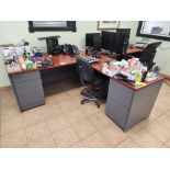 L-Shaped Desk approx. 6' x 7' w/ Swivel Chair