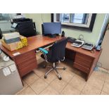 L-Shaped Desk approx. 5' x 69"" w/ Swivel Arm Chair