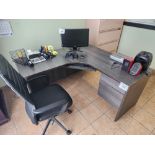 L-Shaped Desk approx 5'x5' with Swivel Arm Chair