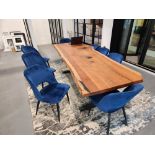 Lot of 8 Velvet Blue Chairs