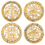 Four medallions in openwork gold and enamel. Possibly Byzantium. 10th - 15th centuries.