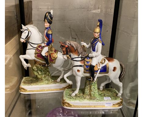 2 SITZENDORF HORSE MILITARY FIGURES