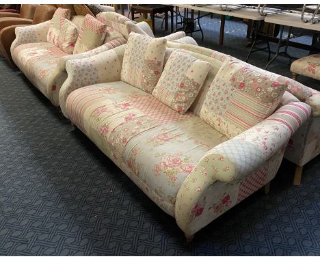 PAIR OF THREE SEATER SOFAS &amp; A POUFFE &amp; CAPSULE 