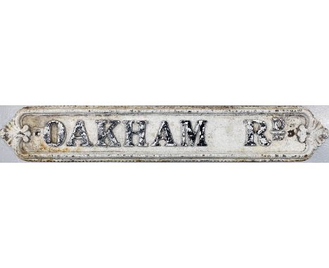 Victorian/Edwardian era STREET SIGN from Oakham Road, thought to be ex-Birmingham City Corporation, Harborne district. A cast